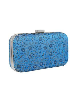 blue faux silk box clutch - 16608484 - Standard Image - 4