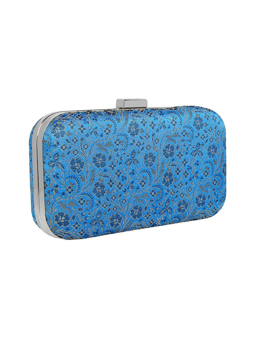 blue faux silk box clutch - 16608484 - Zoom Image - 4