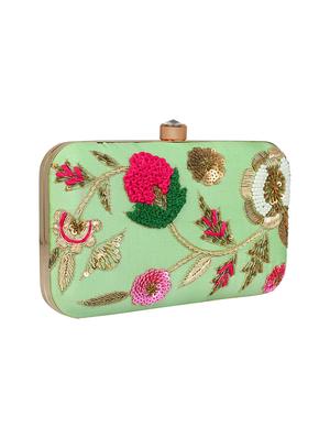 green faux silk box clutch - 16608493 - Standard Image - 4