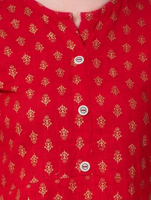 block printed a-line kurta - 16609556 - Standard Image - 4