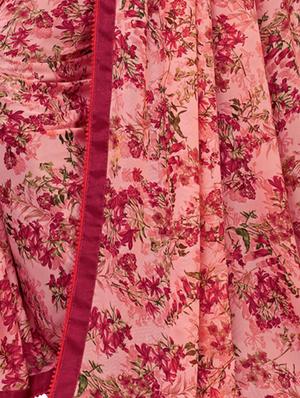 floral printed saree with blouse - 16610963 - Standard Image - 4