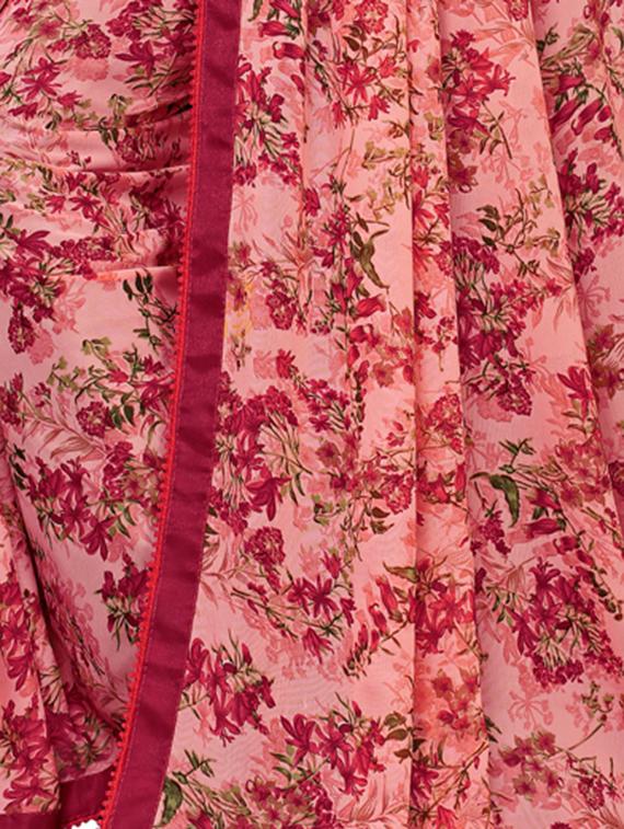 floral printed saree with blouse - 16610963 - Zoom Image - 4