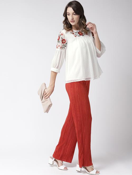 embroidered detail dobby top - 16611891 - Standard Image - 1