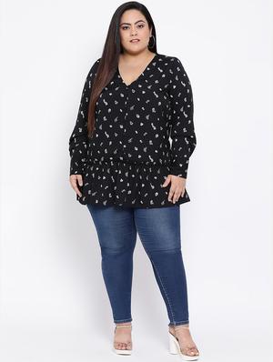 v neck ruffled plus top - 16612004 - Standard Image - 4