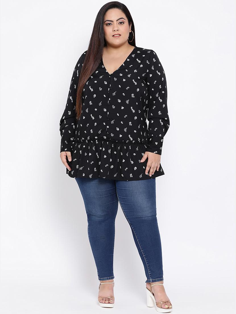 v neck ruffled plus top - 16612004 - Zoom Image - 4