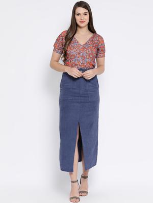 high rise denim a-line skirt - 16612021 - Standard Image - 4