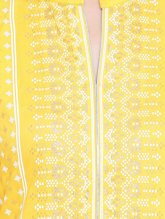 printed straight kurta with palazzo set - 16612393 - Zoom Image - 4