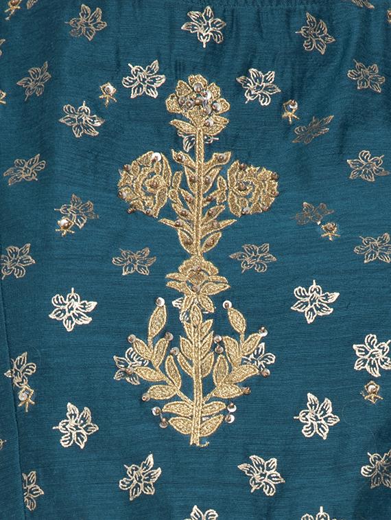 embroidered chanderi blouse with lahenga and dupatta set. - 16612633 - Zoom Image - 4