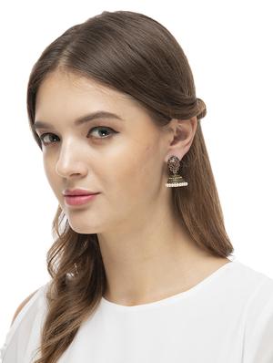 red gold tone jhumka earring - 16613595 - Standard Image - 4