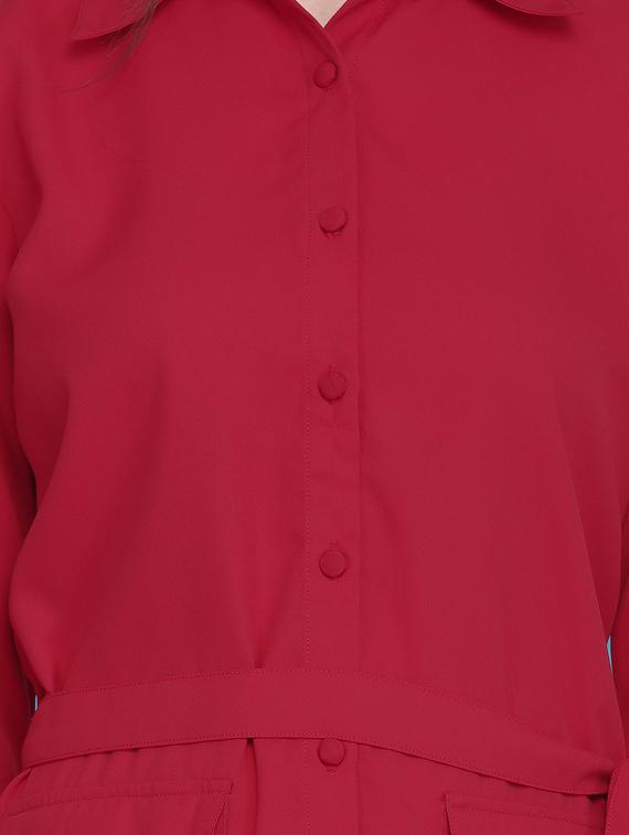 tie front high low shirt dress - 16613807 - Zoom Image - 4