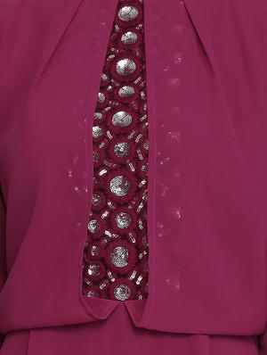 slit sleeved embellished maxi dress - 16613821 - Standard Image - 4