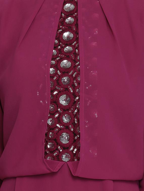 slit sleeved embellished maxi dress - 16613821 - Zoom Image - 4