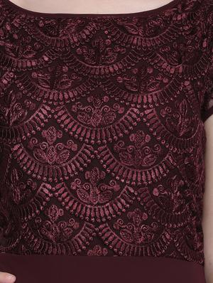 boat neck embroidered maxi gown - 16613823 - Standard Image - 4