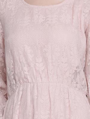 flute sleeved floral laced maxi dress - 16613828 - Standard Image - 4