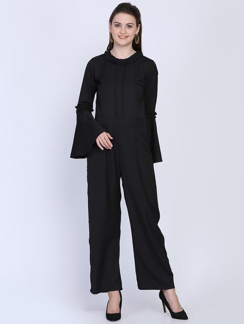 ruffle trim full leg jumpsuit - 16613836 - Standard Image - 1