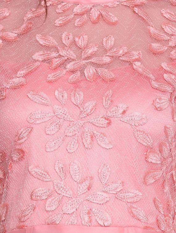 tonal embroidered net fit & flare gown - 16613842 - Zoom Image - 4