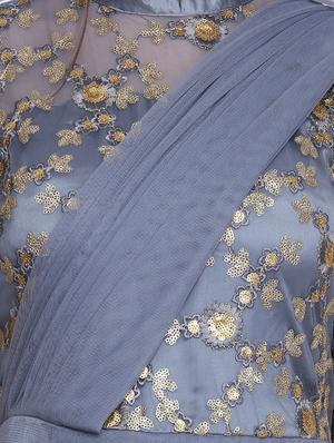 tonal embroidered net fit & flare gown - 16613845 - Standard Image - 4