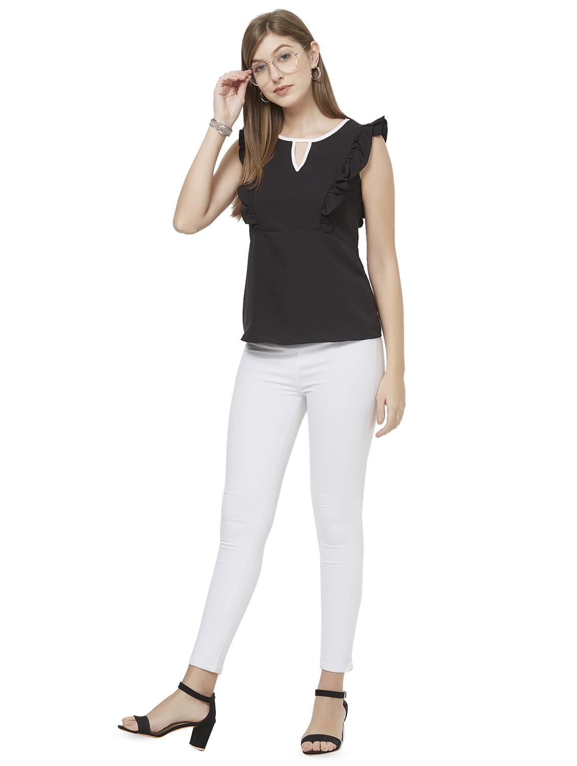 keyhole neck ruffle detail top - 16614101 - Zoom Image - 4