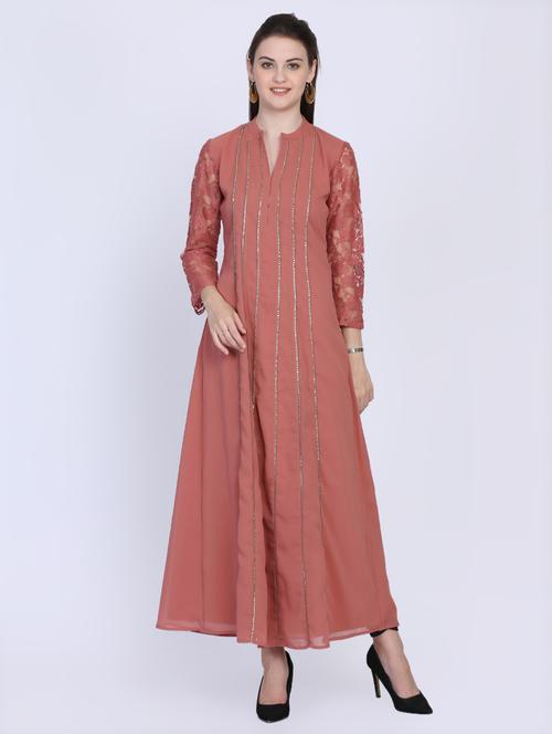 notch neck embellished detail maxi dress - 16614305 - Standard Image - 1