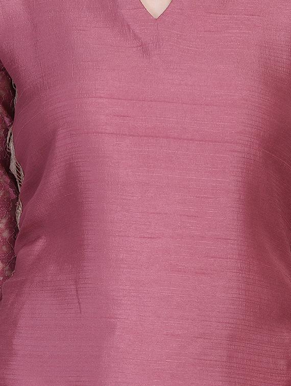 solid silk straight kurta - 16614308 - Zoom Image - 4