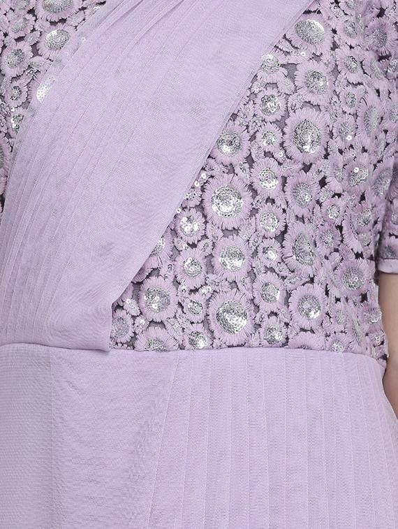 embroidered net flared gown - 16614345 - Zoom Image - 4