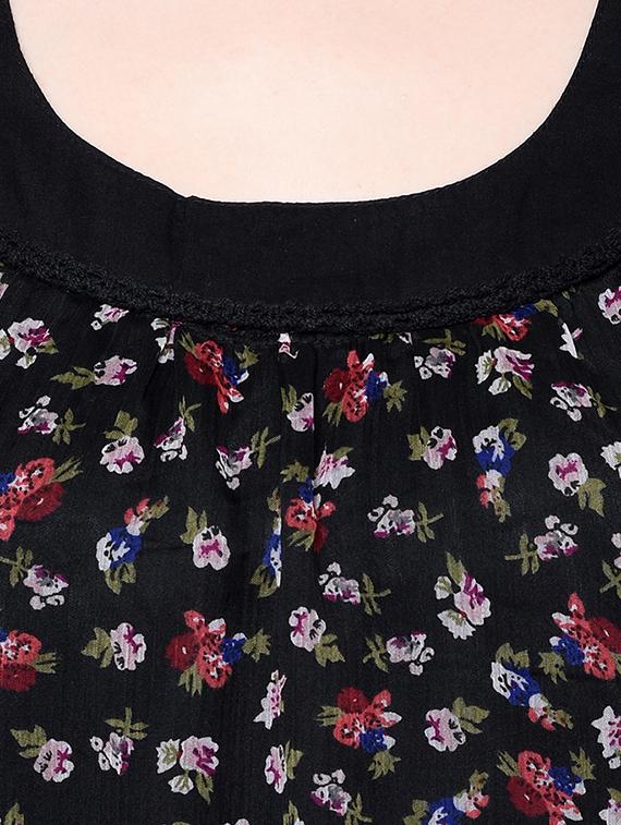 gathered floral a-line dress - 16614984 - Zoom Image - 4