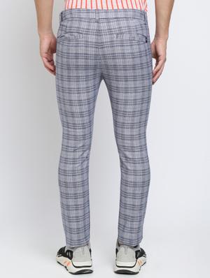 grey checkered flat front casual trouser - 16615202 - Standard Image - 4