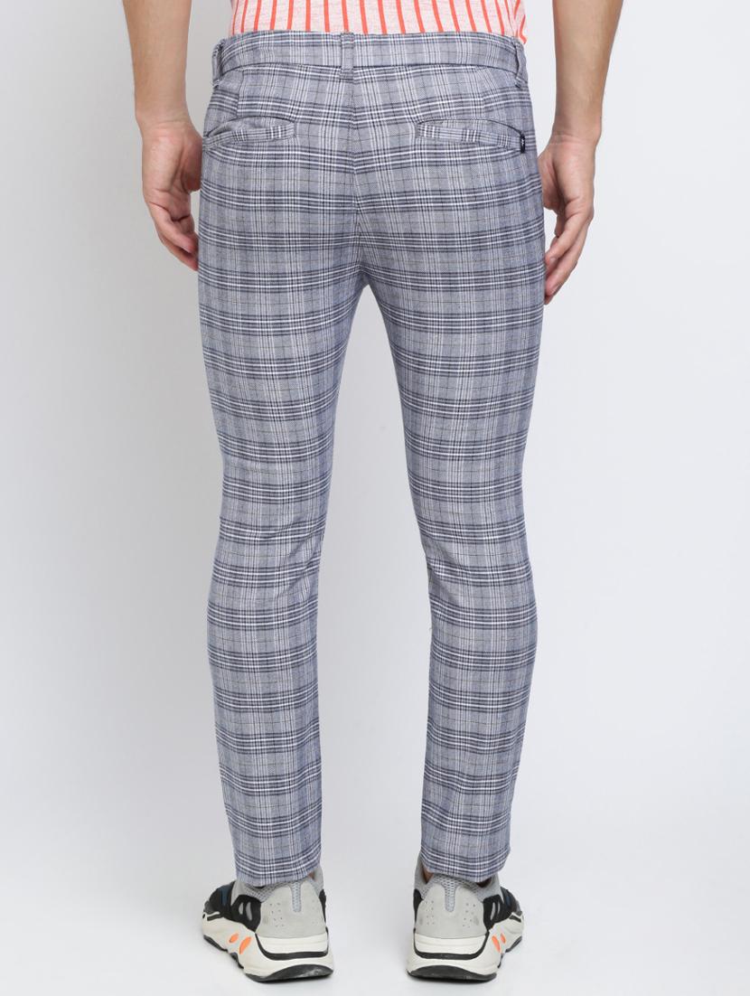 grey checkered flat front casual trouser - 16615202 - Zoom Image - 4