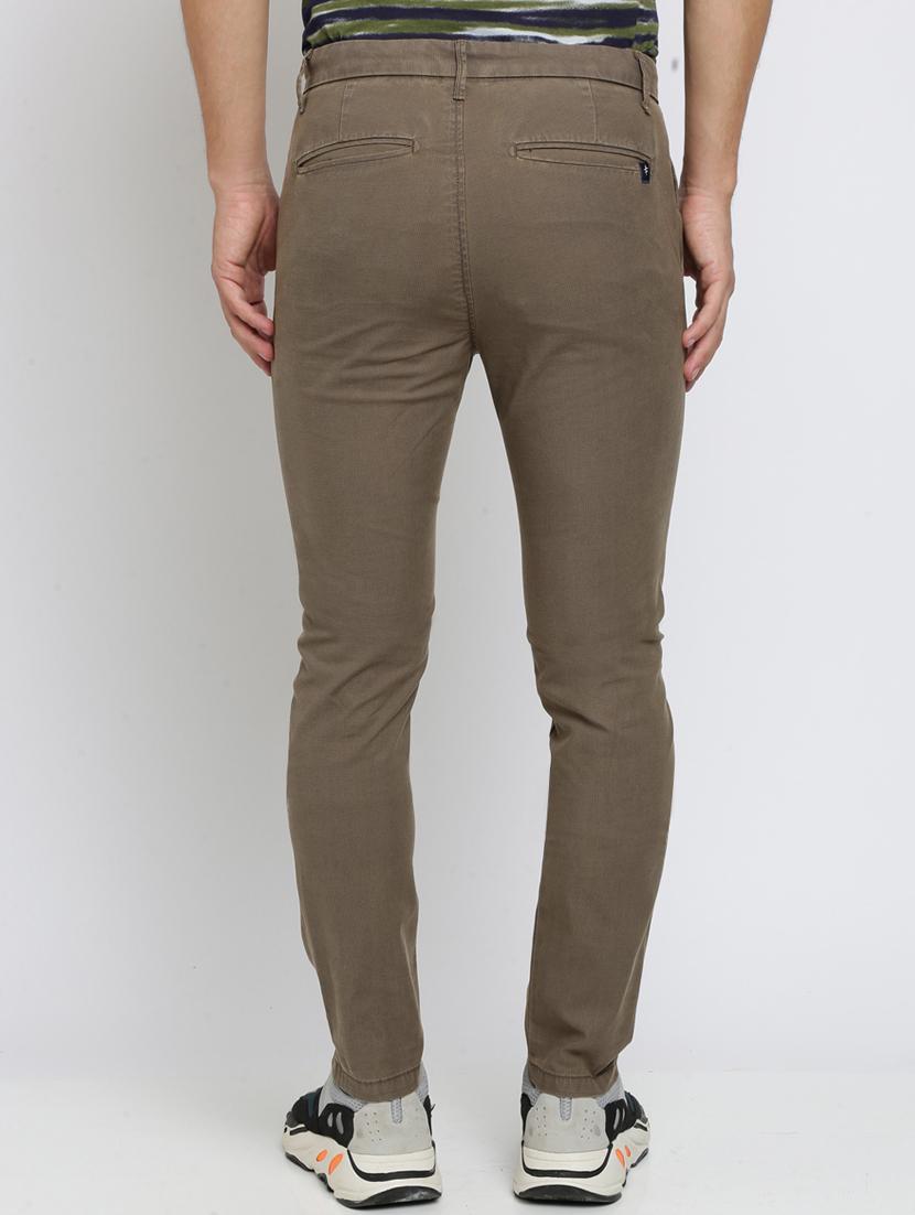 brown printed flat front casual trouser - 16615210 - Zoom Image - 4