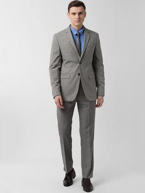 grey solid single breasted formal blazer - 16615712 - Standard Image - 4