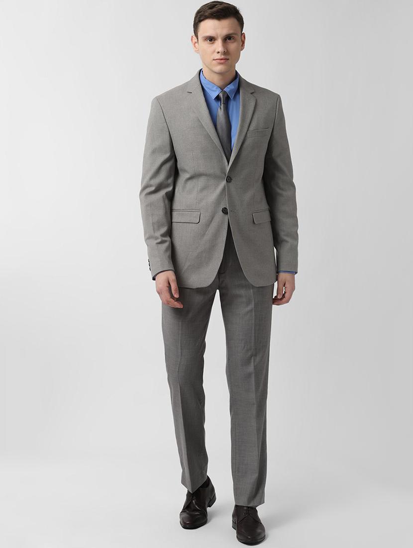 grey solid single breasted formal blazer - 16615712 - Zoom Image - 4
