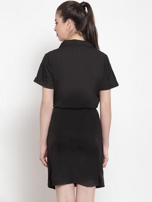 tie front lapel neck shirt dress - 16616379 - Standard Image - 4