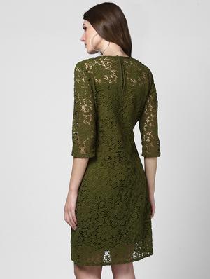 round neck laced sheath dress - 16616438 - Standard Image - 4