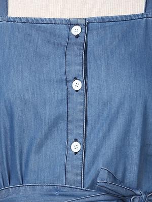 tie front denim pinafore dress - 16616443 - Standard Image - 4