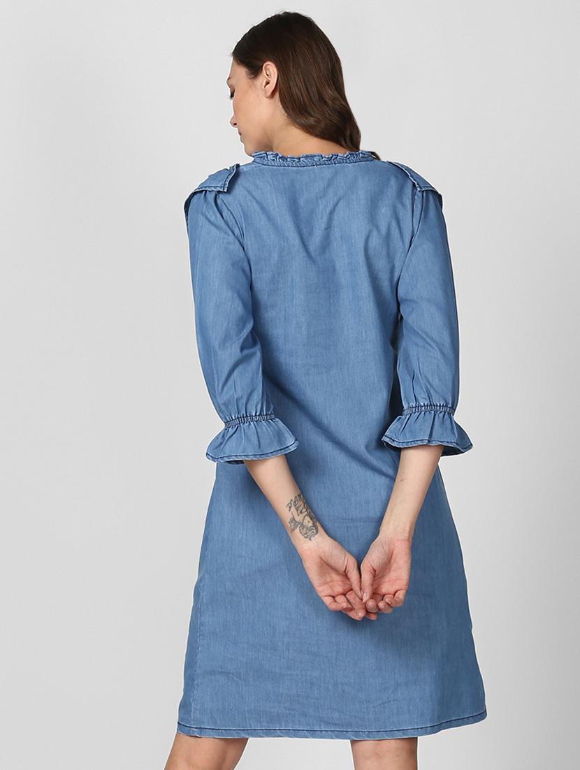 ruffle detail denim shirt dress - 16616446 - Zoom Image - 4