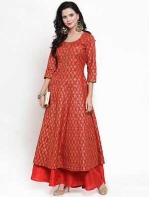 foil printed anarkali kurta - 16618072 - Standard Image - 4