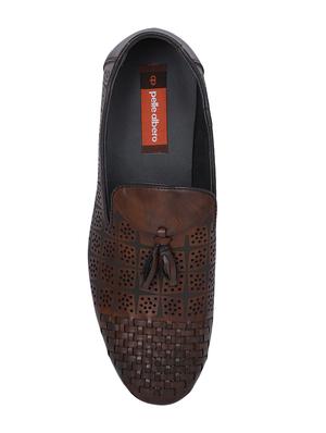 brown leather tassel slip ons - 16618150 - Standard Image - 4