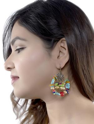 multi colored metal drop earring - 16618636 - Standard Image - 4