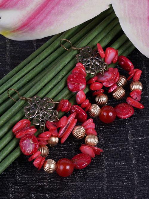 red metal drop earring - 16618638 - Standard Image - 1