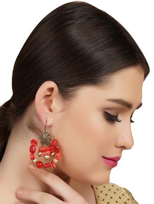 red metal drop earring - 16618638 - Standard Image - 4