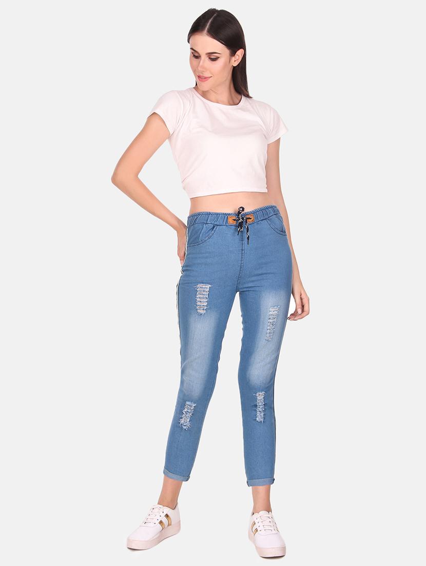 drawstring waist distressed jean - 16618785 - Zoom Image - 4