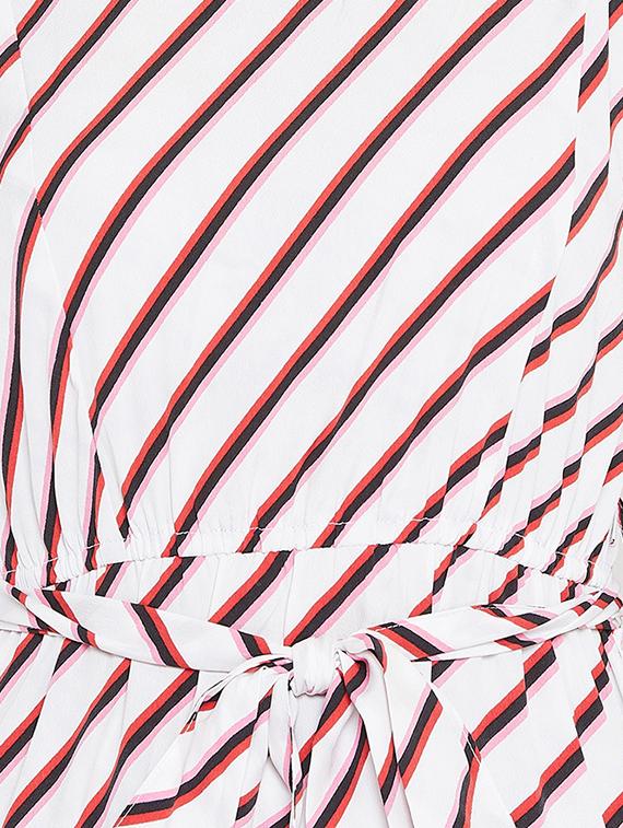 round neck striped a-line dress - 16619239 - Zoom Image - 4