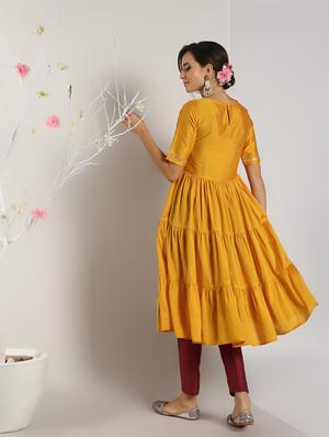 gota patti tiered kurta pant set - 16619447 - Standard Image - 4
