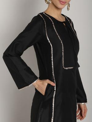 gota work straight kurta with salwar set - 16619449 - Standard Image - 4