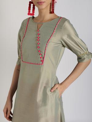 piping solid kurta with salwar set - 16619450 - Standard Image - 4