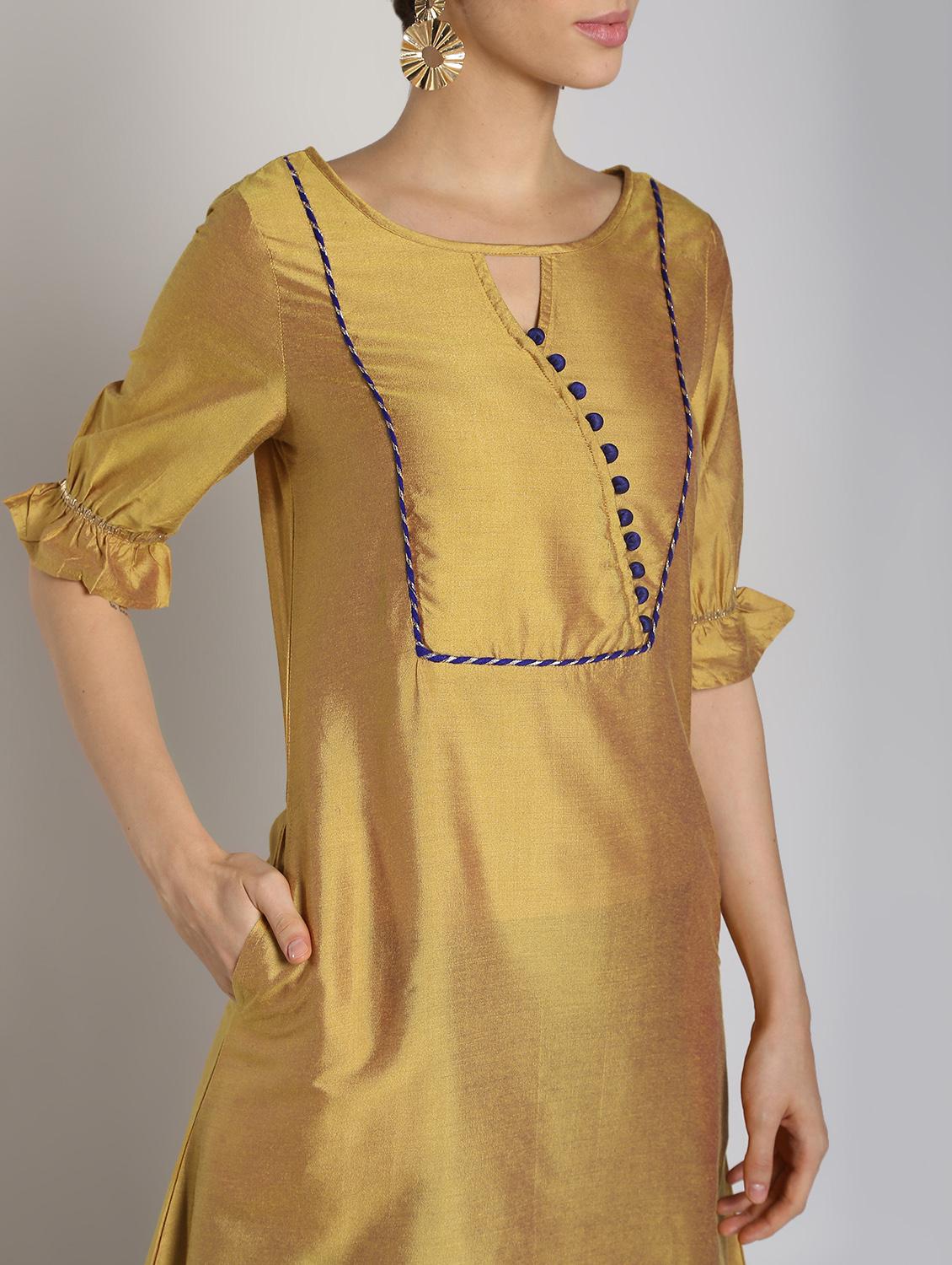 solid straight kurta with salwar set - 16619451 - Zoom Image - 4