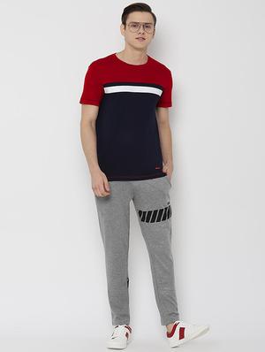 navy blue color block t-shirt - 16620745 - Standard Image - 4