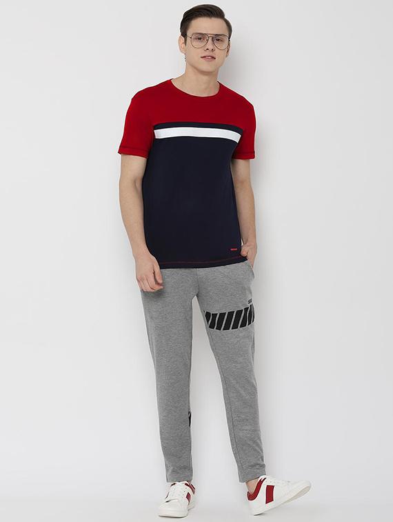 navy blue color block t-shirt - 16620745 - Zoom Image - 4