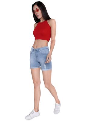high rise stone washed shorts - 16622901 - Standard Image - 4