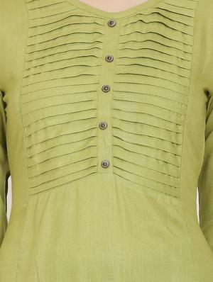 pintucks solid straight kurta - 16626279 - Standard Image - 4